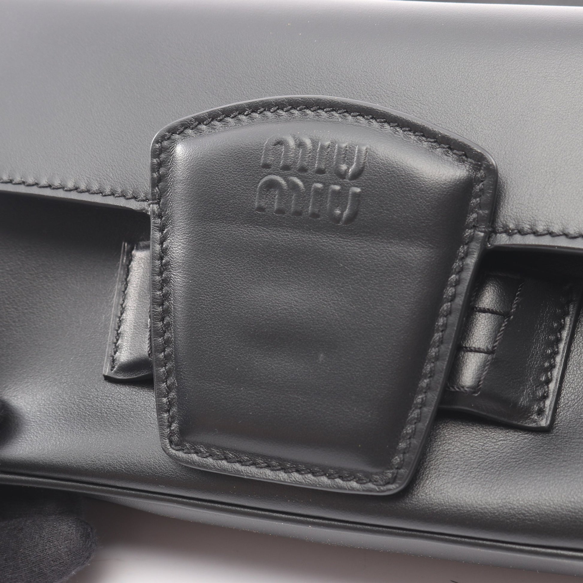 CRM FINE CALF ペニー ハンドバッグ レザー ブラック ミュウミュウ バッグ miu miu