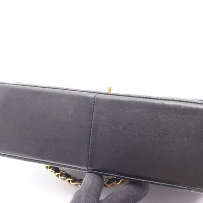 マトラッセ ダイアナフラップ チェーンショルダーバッグ ラムスキン ブラック ゴールド金具 シャネル バッグ CHANEL
