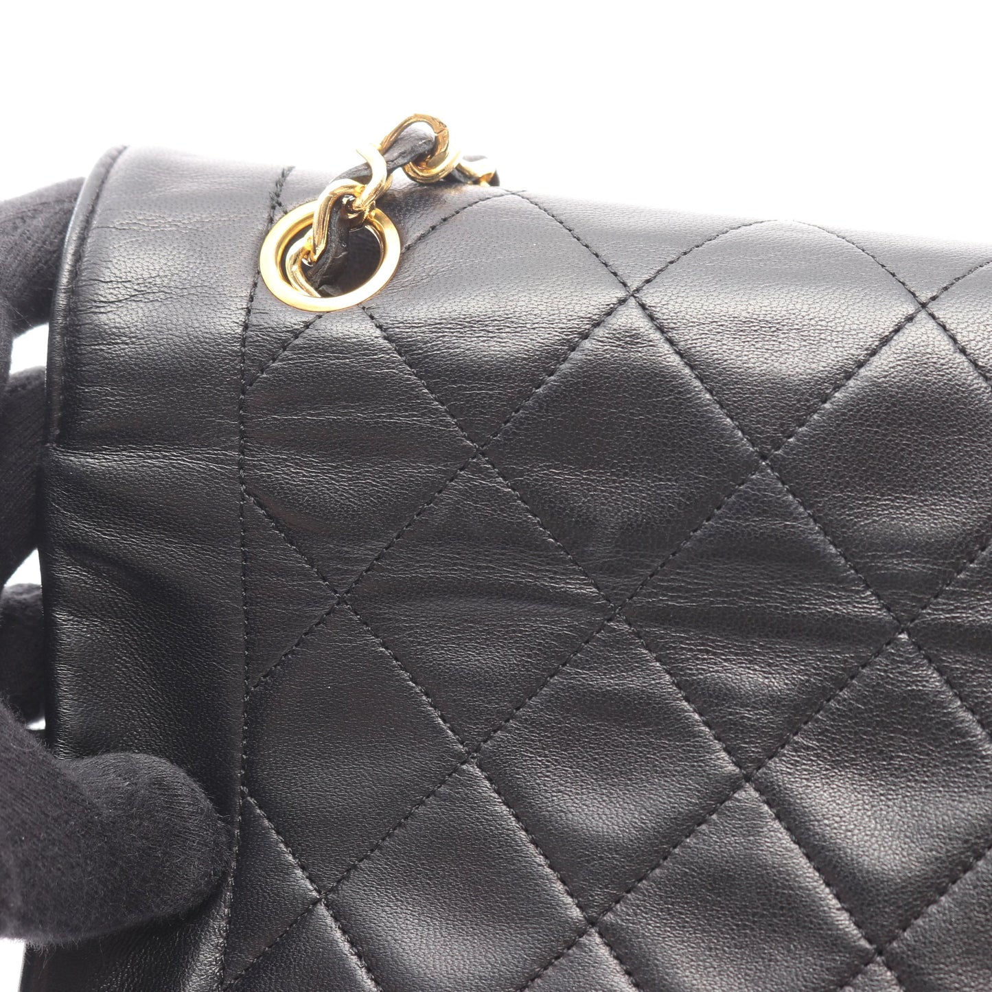 マトラッセ ダイアナフラップ チェーンショルダーバッグ ラムスキン ブラック ゴールド金具 シャネル バッグ CHANEL