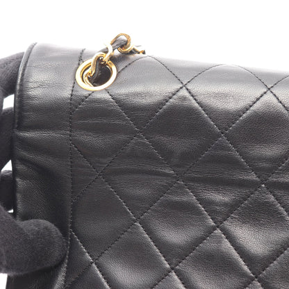 マトラッセ ダイアナフラップ チェーンショルダーバッグ ラムスキン ブラック ゴールド金具 シャネル バッグ CHANEL
