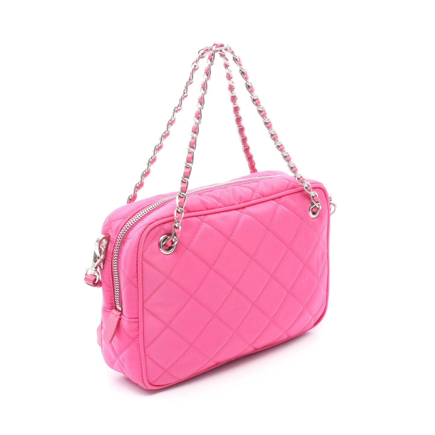 2WAY チェーンハンドバッグ ナイロン レザー ピンク プラダ バッグ PRADA