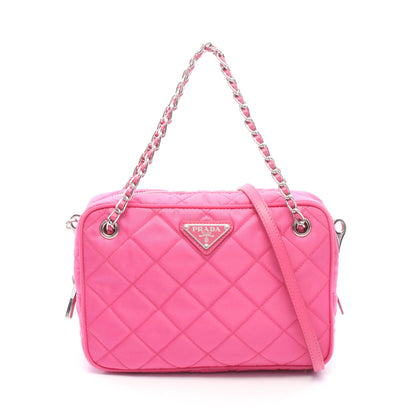 2WAY チェーンハンドバッグ ナイロン レザー ピンク プラダ バッグ PRADA