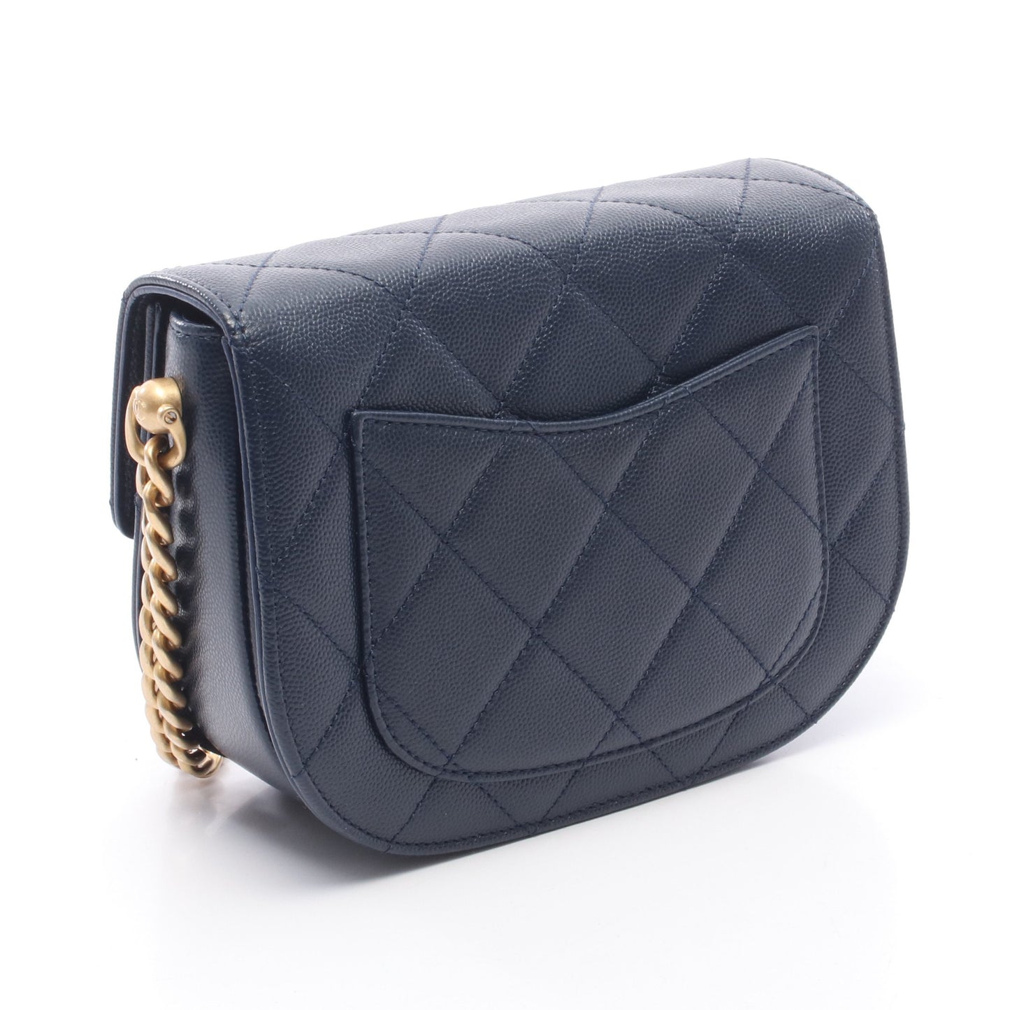 マトラッセ チェーンショルダーバッグ キャビアスキン ネイビー ゴールド金具 シャネル バッグ CHANEL