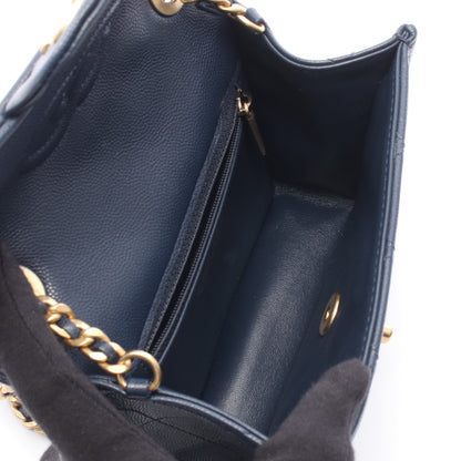 マトラッセ チェーンショルダーバッグ キャビアスキン ネイビー ゴールド金具 シャネル バッグ CHANEL