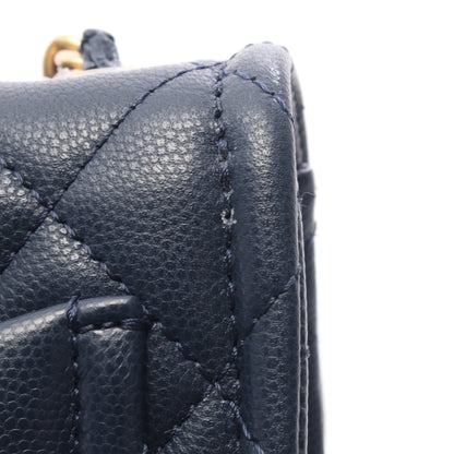 マトラッセ チェーンショルダーバッグ キャビアスキン ネイビー ゴールド金具 シャネル バッグ CHANEL