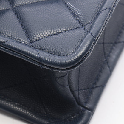 マトラッセ チェーンショルダーバッグ キャビアスキン ネイビー ゴールド金具 シャネル バッグ CHANEL