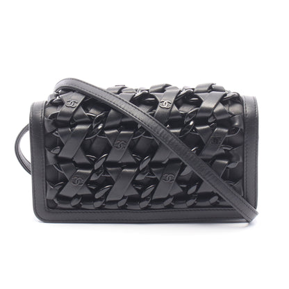 インターレース ココマーク ショルダーバッグ ラムスキン ブラック ブラック金具 シャネル バッグ CHANEL