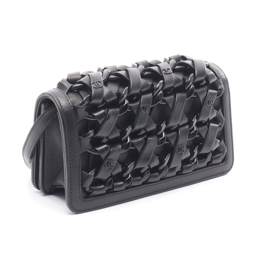 インターレース ココマーク ショルダーバッグ ラムスキン ブラック ブラック金具 シャネル バッグ CHANEL