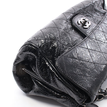 マトラッセ がま口 チェーンショルダーバッグ パテントレザー ブラック シルバー金具 シャネル バッグ CHANEL