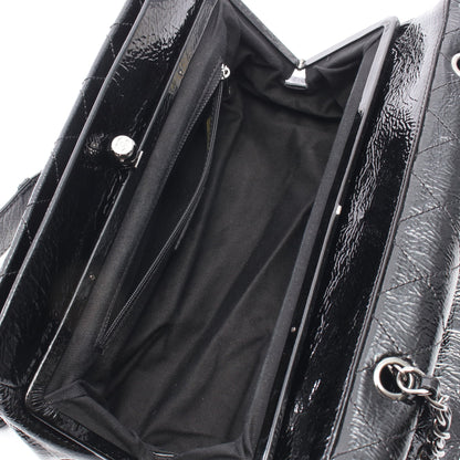 マトラッセ がま口 チェーンショルダーバッグ パテントレザー ブラック シルバー金具 シャネル バッグ CHANEL