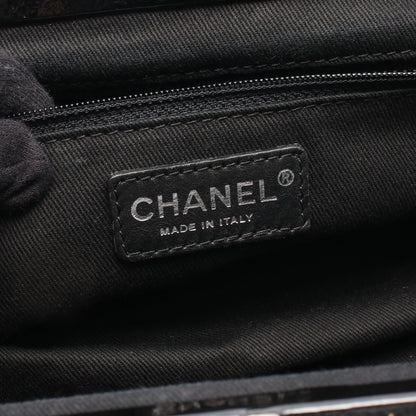 マトラッセ がま口 チェーンショルダーバッグ パテントレザー ブラック シルバー金具 シャネル バッグ CHANEL