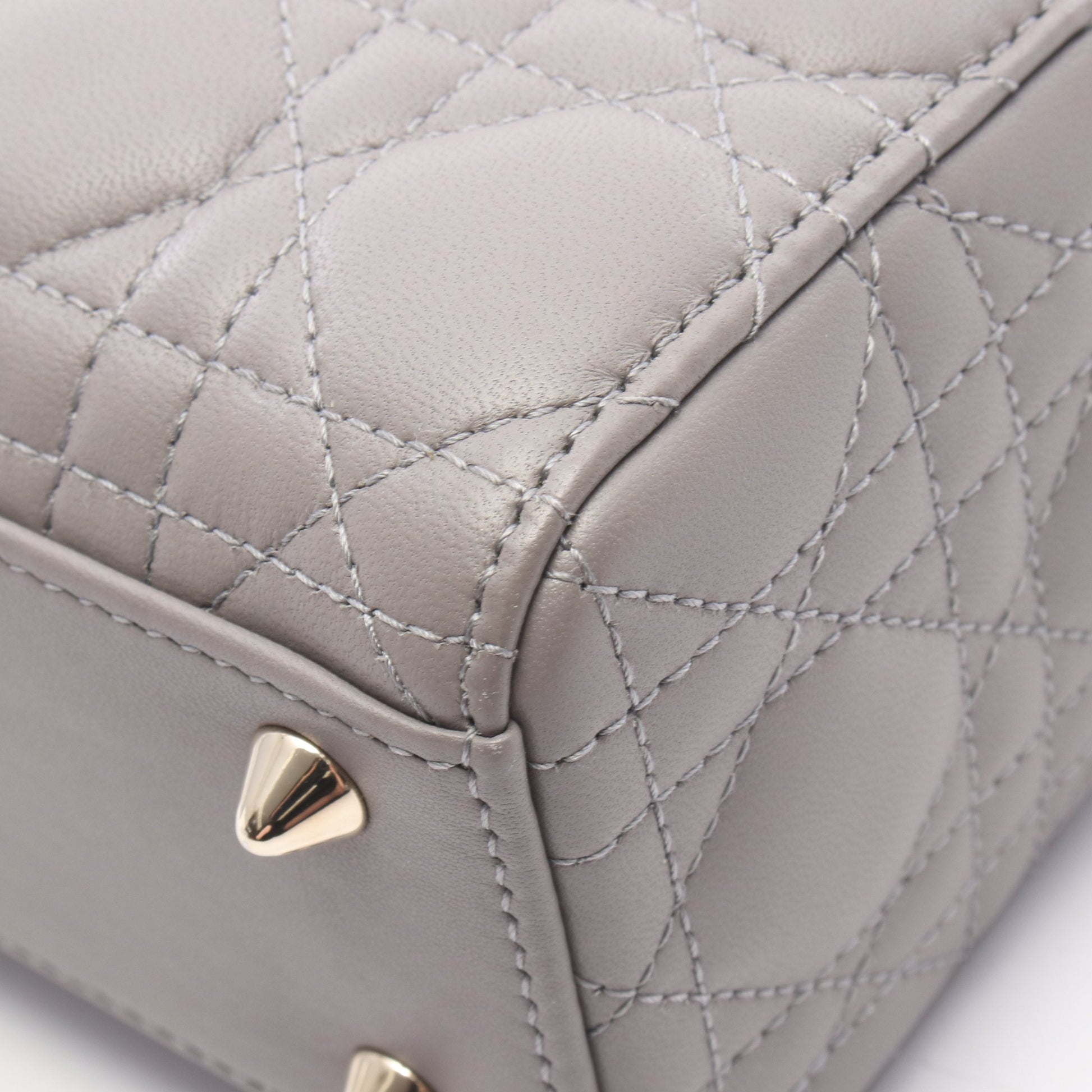 レディディオール スモール 2WAY ハンドバッグ レザー グレー クリスチャンディオール バッグ Christian Dior