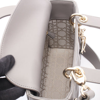 レディディオール スモール 2WAY ハンドバッグ レザー グレー クリスチャンディオール バッグ Christian Dior