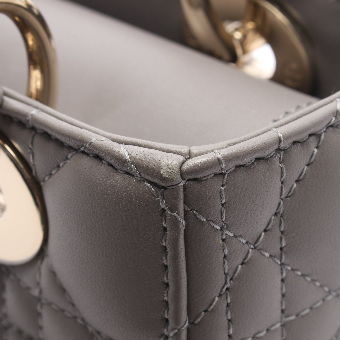 レディディオール スモール 2WAY ハンドバッグ レザー グレー クリスチャンディオール バッグ Christian Dior