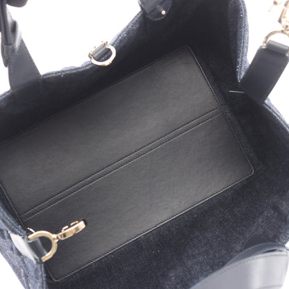 Toujours バッグ ミディアム グラフィックカナージュ ハンドバッグ デニム レザー ネイビー クリスチャンディオール バッグ Christian Dior