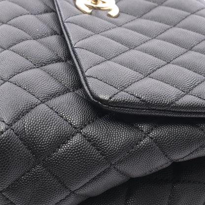 ココハンドル29 トップハンドル フラップ バッグ マトラッセ 2WAY ハンドバッグ キャビアスキン ブラック ゴールド金具 シャネル バッグ CHANEL