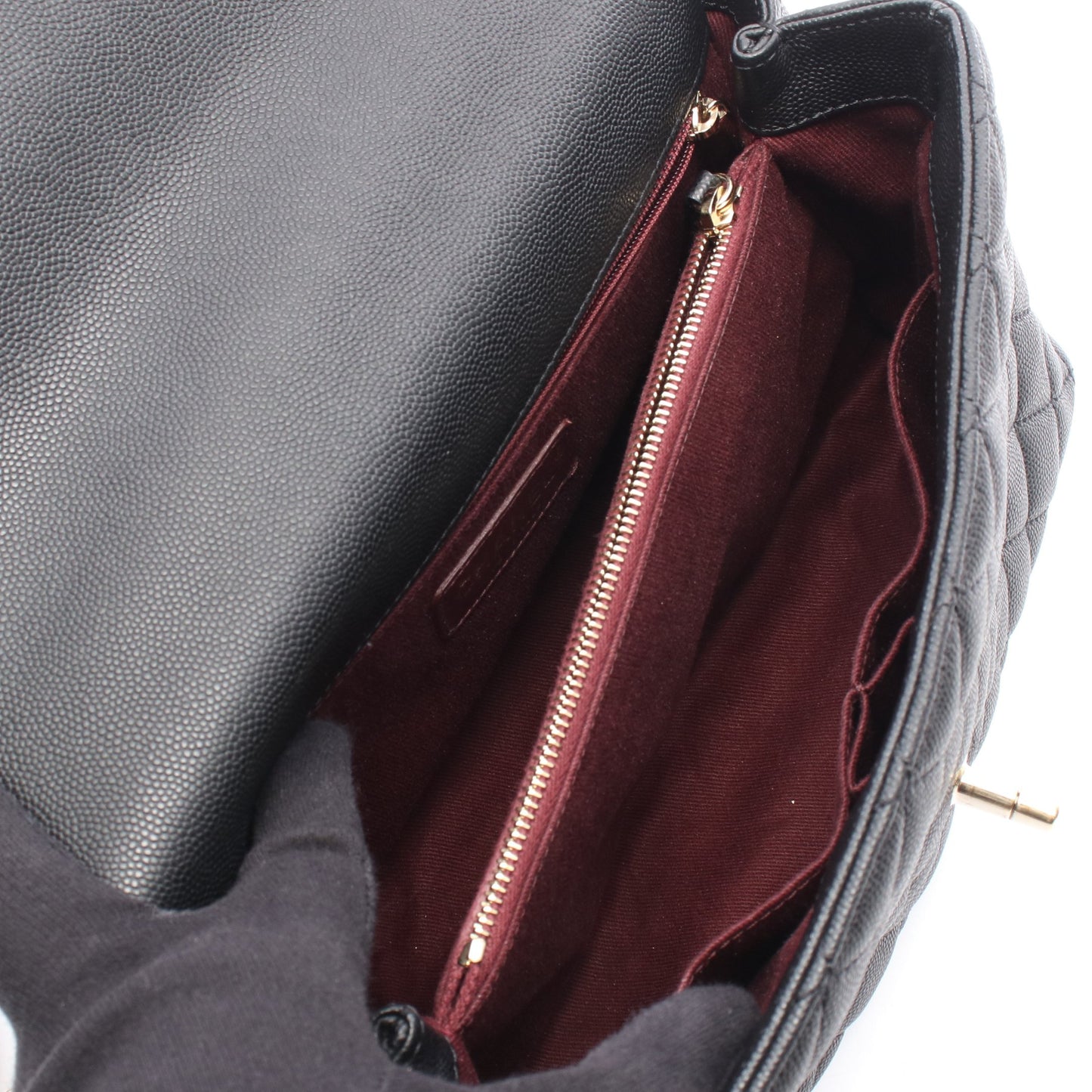 ココハンドル29 トップハンドル フラップ バッグ マトラッセ 2WAY ハンドバッグ キャビアスキン ブラック ゴールド金具 シャネル バッグ CHANEL