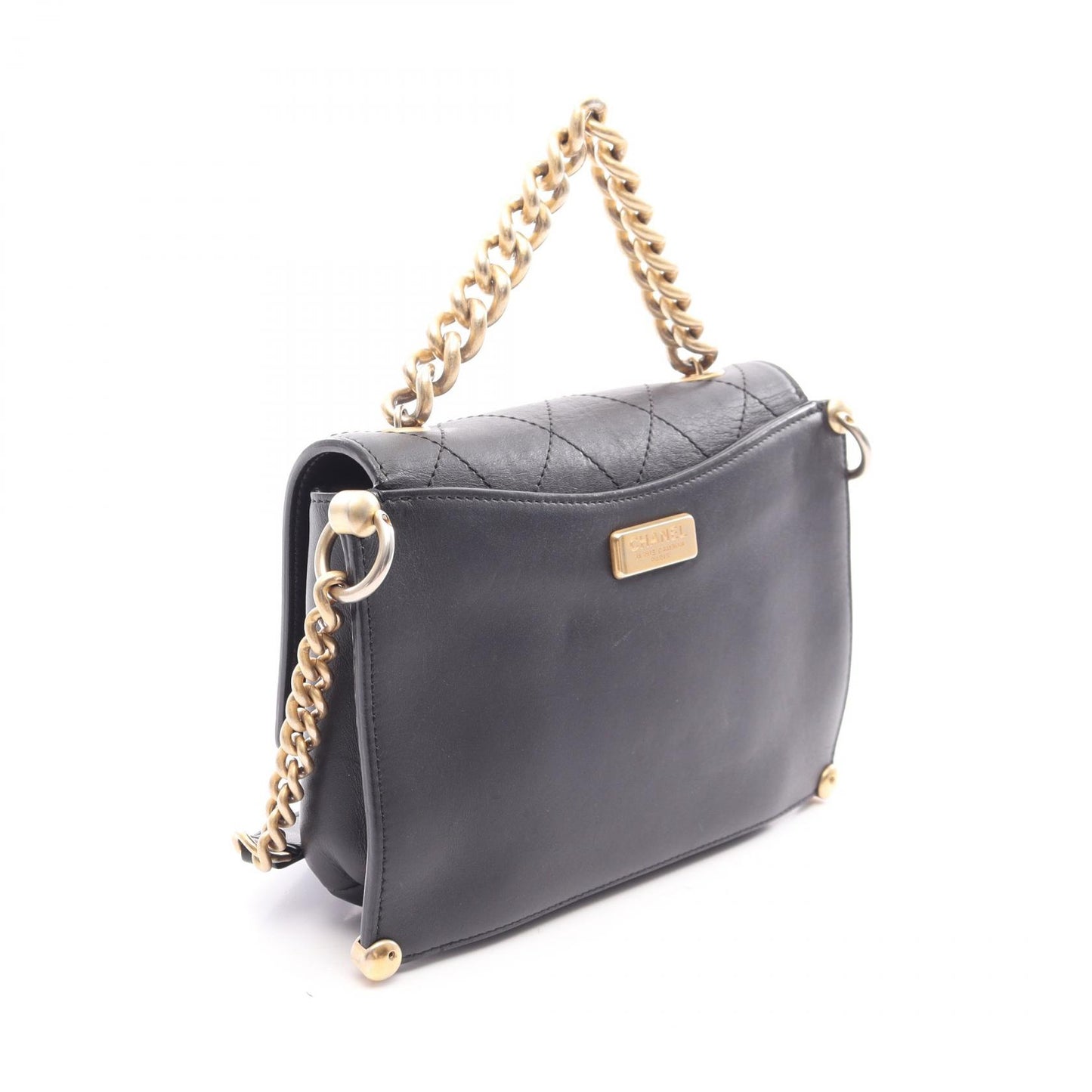 マトラッセ 2WAY チェーンショルダーバッグ レザー ブラック ゴールド金具 シャネル バッグ CHANEL