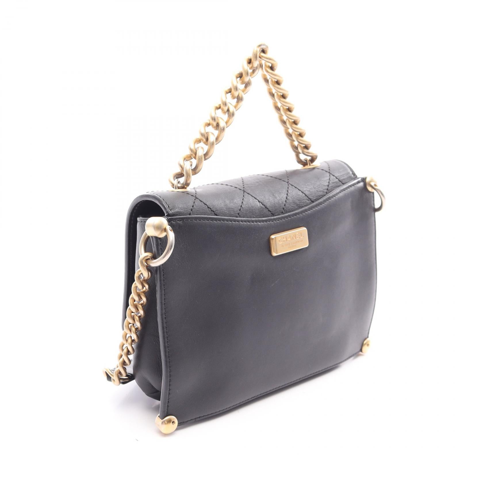 マトラッセ 2WAY チェーンショルダーバッグ レザー ブラック ゴールド金具 シャネル バッグ CHANEL