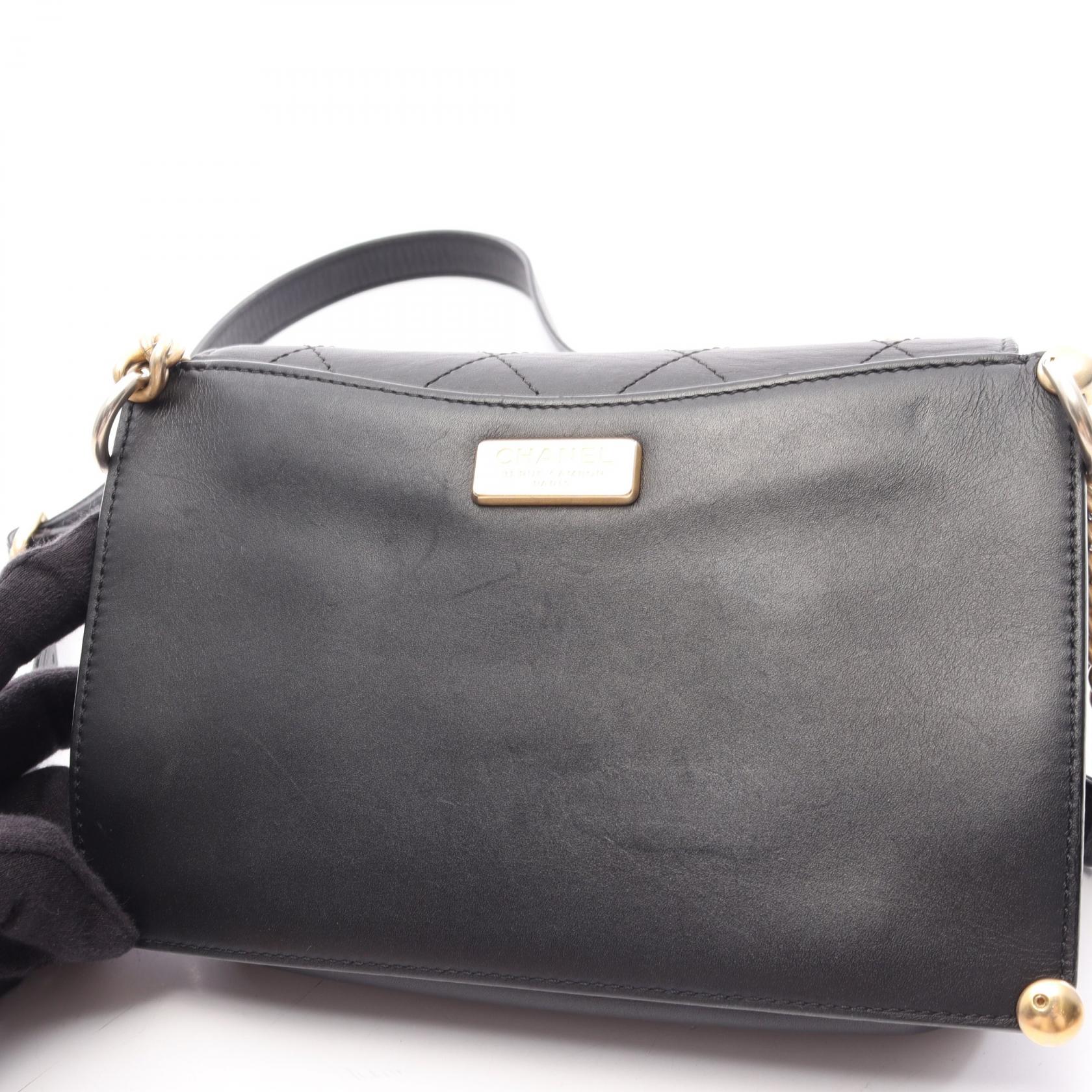 マトラッセ 2WAY チェーンショルダーバッグ レザー ブラック ゴールド金具 シャネル バッグ CHANEL