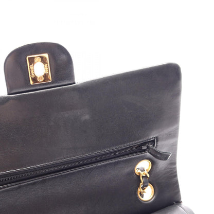 マトラッセ Wフラップ Wチェーンショルダーバッグ ラムスキン ブラック ゴールド金具 シャネル バッグ CHANEL