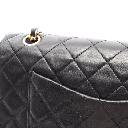 マトラッセ Wフラップ Wチェーンショルダーバッグ ラムスキン ブラック ゴールド金具 シャネル バッグ CHANEL