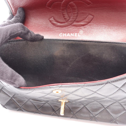 マトラッセ Wフラップ Wチェーンショルダーバッグ ラムスキン ブラック ゴールド金具 シャネル バッグ CHANEL