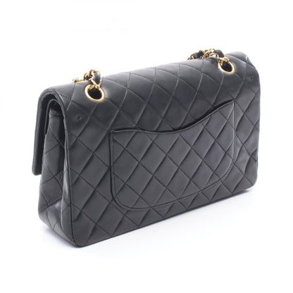 マトラッセ Wフラップ Wチェーンショルダーバッグ ラムスキン ブラック ゴールド金具 シャネル バッグ CHANEL
