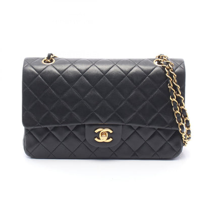 マトラッセ Wフラップ Wチェーンショルダーバッグ ラムスキン ブラック ゴールド金具 シャネル バッグ CHANEL