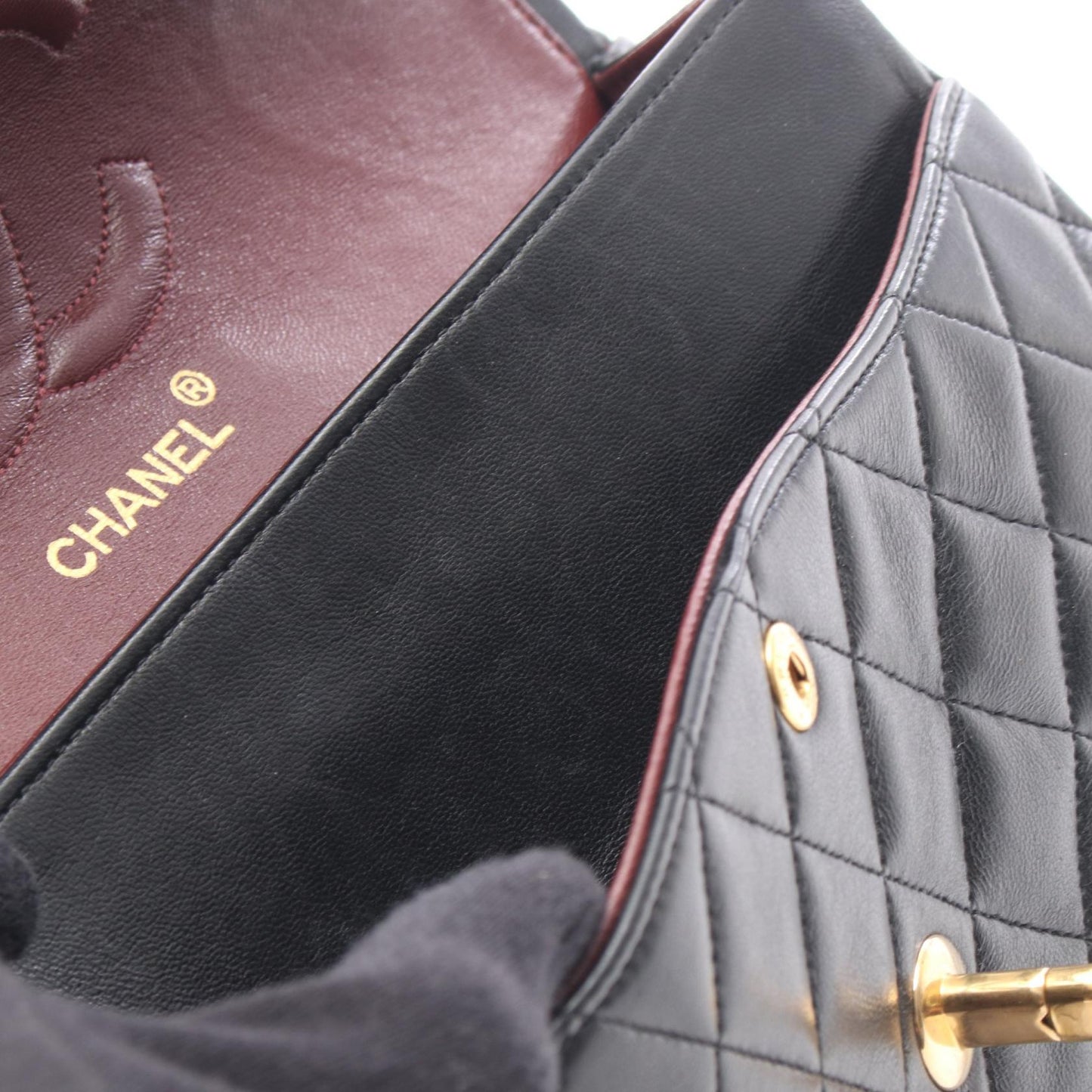 マトラッセ Wフラップ Wチェーンショルダーバッグ ラムスキン ブラック ゴールド金具 シャネル バッグ CHANEL