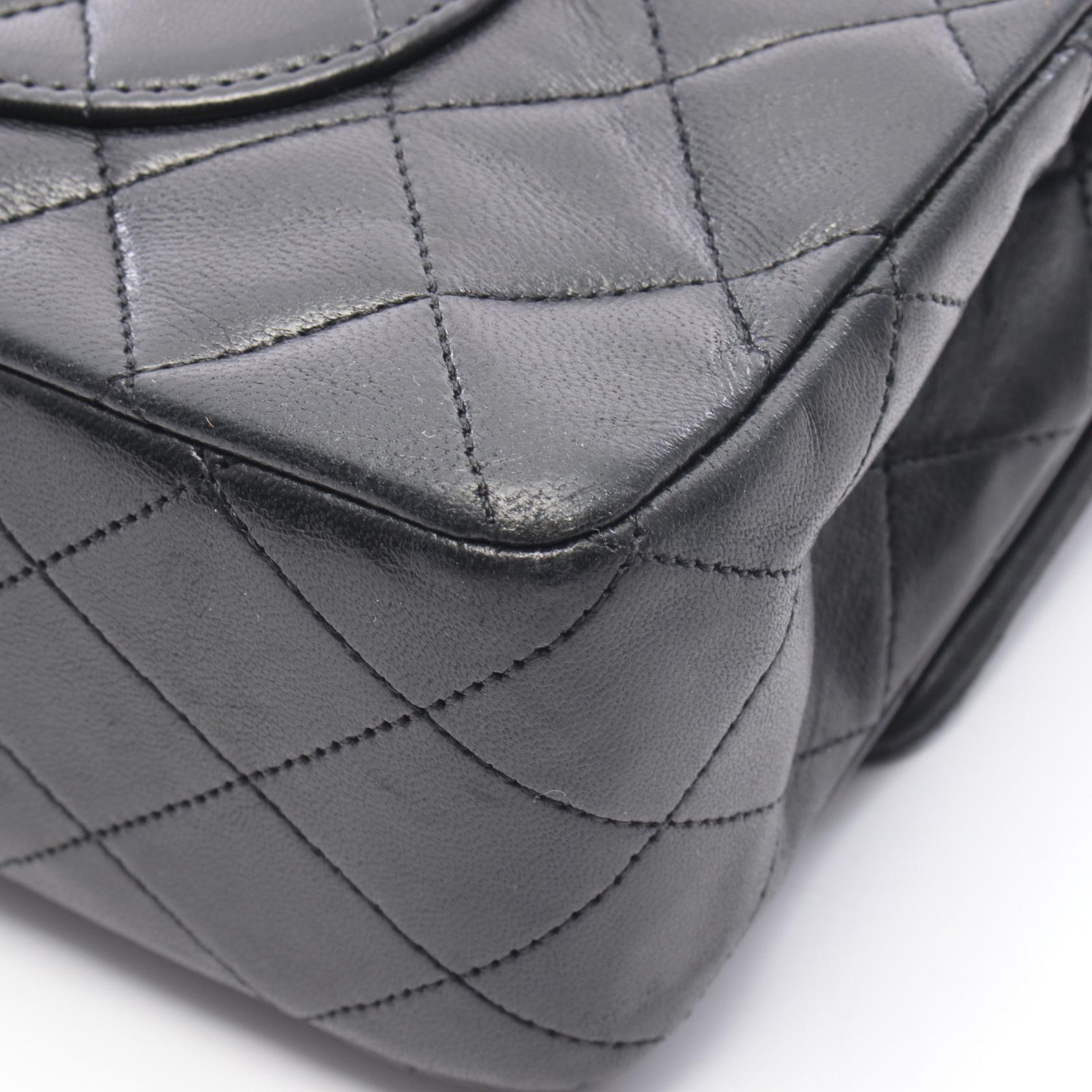 マトラッセ Wフラップ Wチェーンショルダーバッグ ラムスキン ブラック ゴールド金具 シャネル バッグ CHANEL