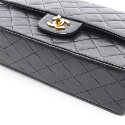 マトラッセ Wフラップ Wチェーンショルダーバッグ ラムスキン ブラック ゴールド金具 シャネル バッグ CHANEL