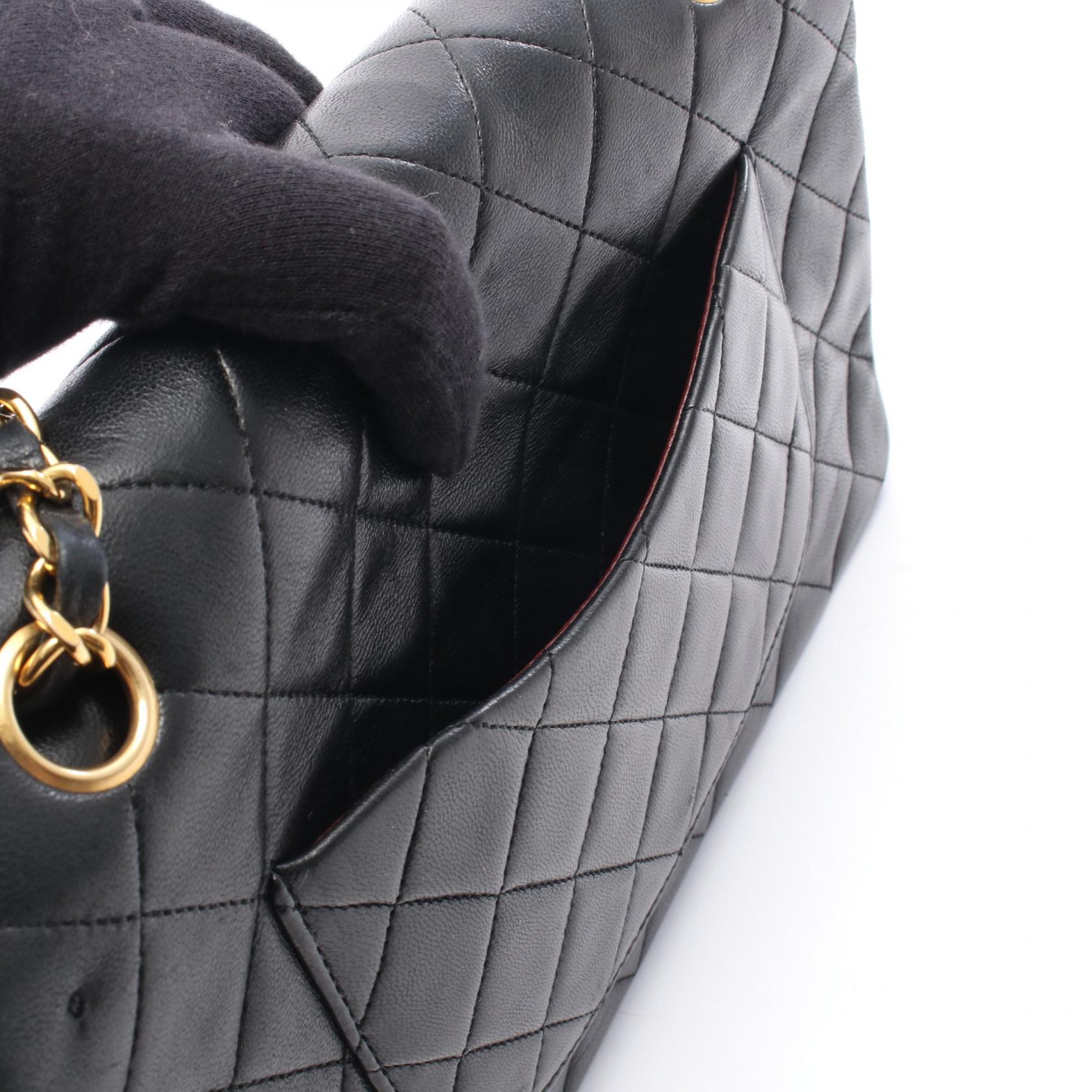 マトラッセ Wフラップ Wチェーンショルダーバッグ ラムスキン ブラック ゴールド金具 シャネル バッグ CHANEL