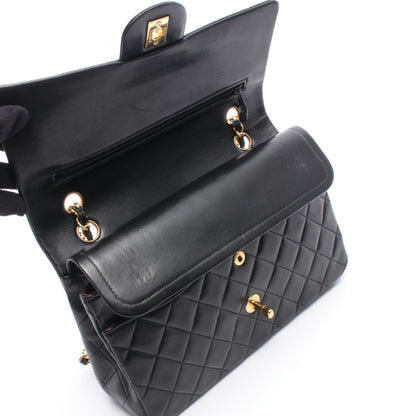 マトラッセ Wフラップ Wチェーンショルダーバッグ ラムスキン ブラック ゴールド金具 シャネル バッグ CHANEL