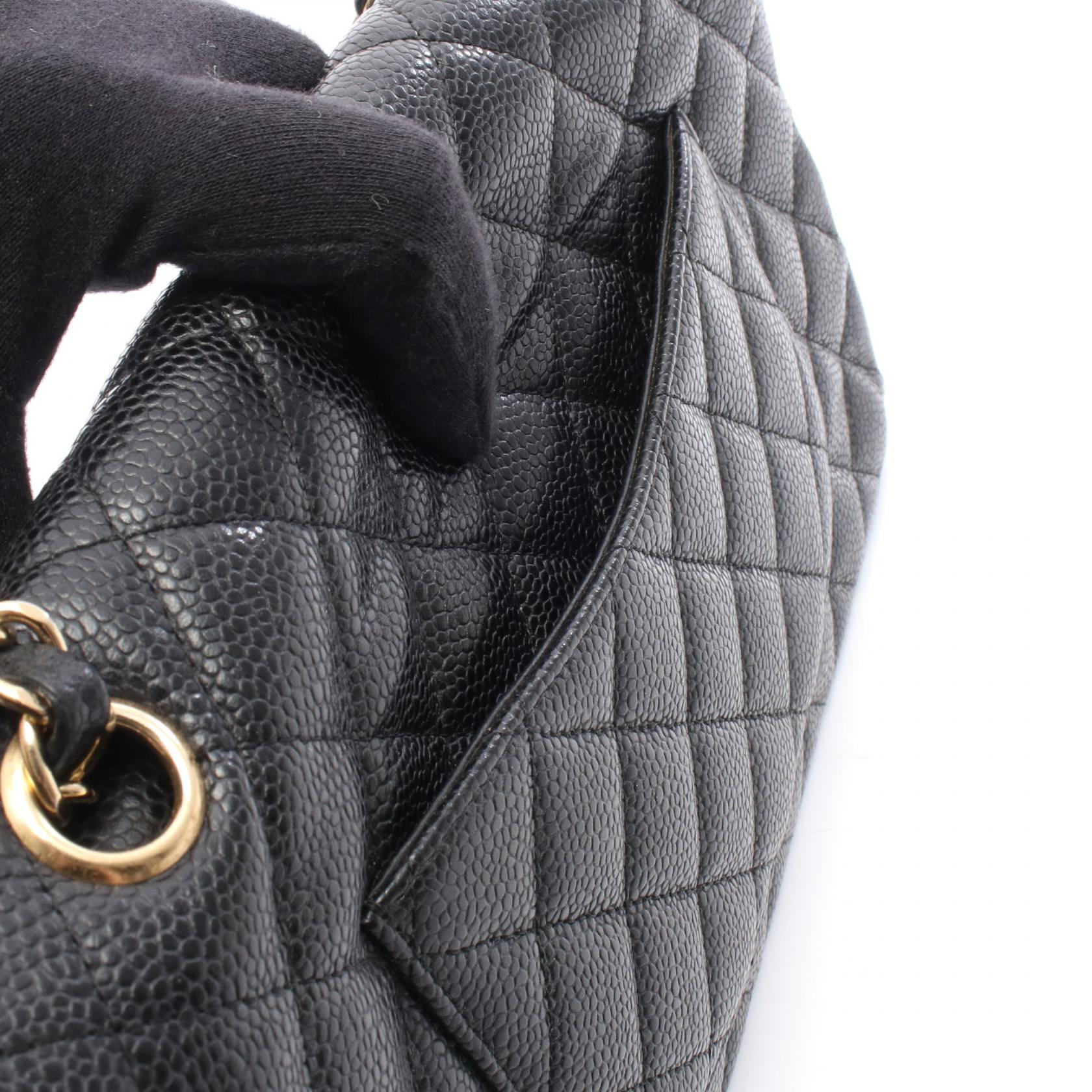 マトラッセ Wフラップ Wチェーンショルダーバッグ キャビアスキン ブラック ゴールド金具 シャネル バッグ CHANEL