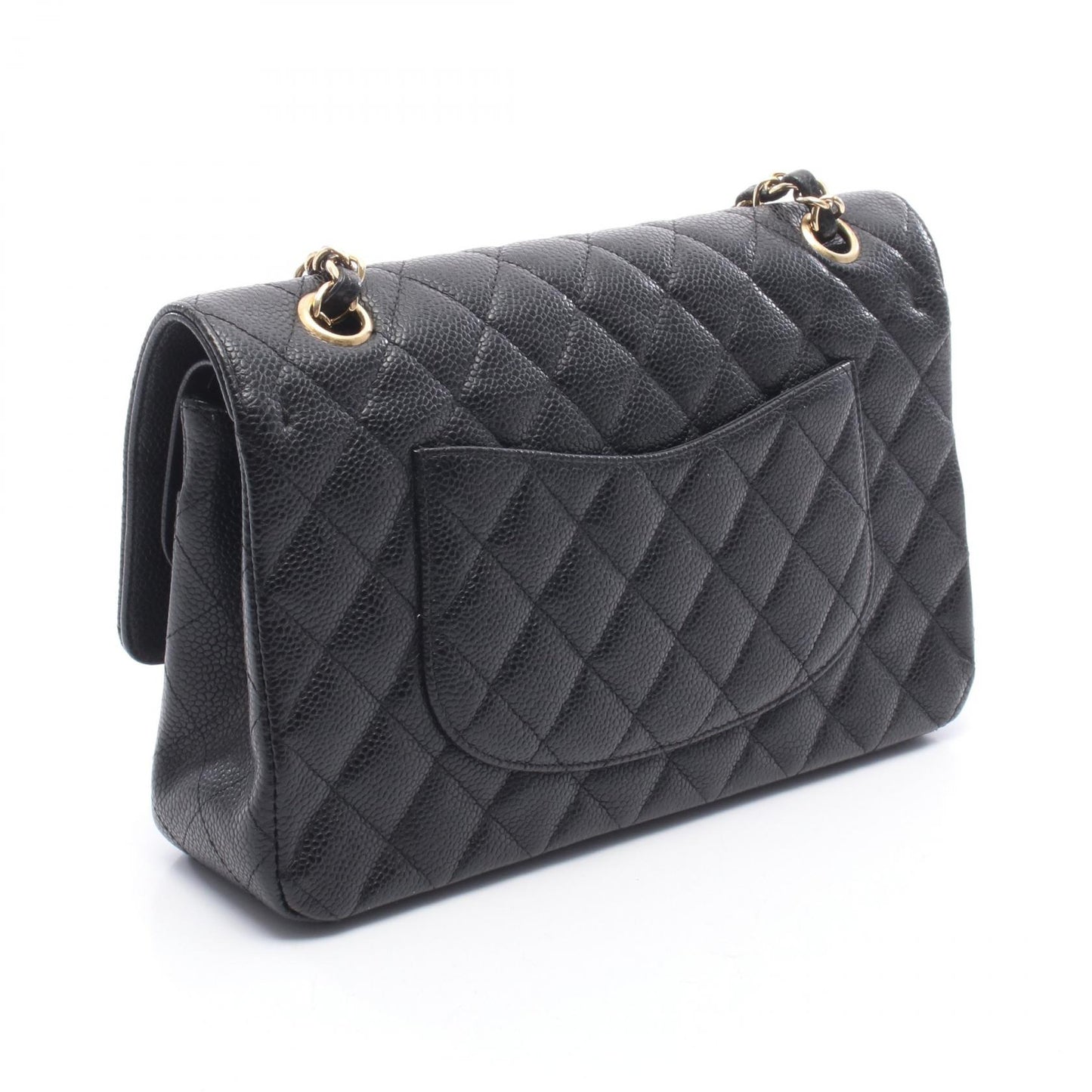 マトラッセ Wフラップ Wチェーンショルダーバッグ キャビアスキン ブラック ゴールド金具 シャネル バッグ CHANEL