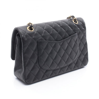 マトラッセ Wフラップ Wチェーンショルダーバッグ キャビアスキン ブラック ゴールド金具 シャネル バッグ CHANEL