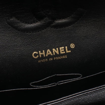 マトラッセ Wフラップ Wチェーンショルダーバッグ キャビアスキン ブラック ゴールド金具 シャネル バッグ CHANEL