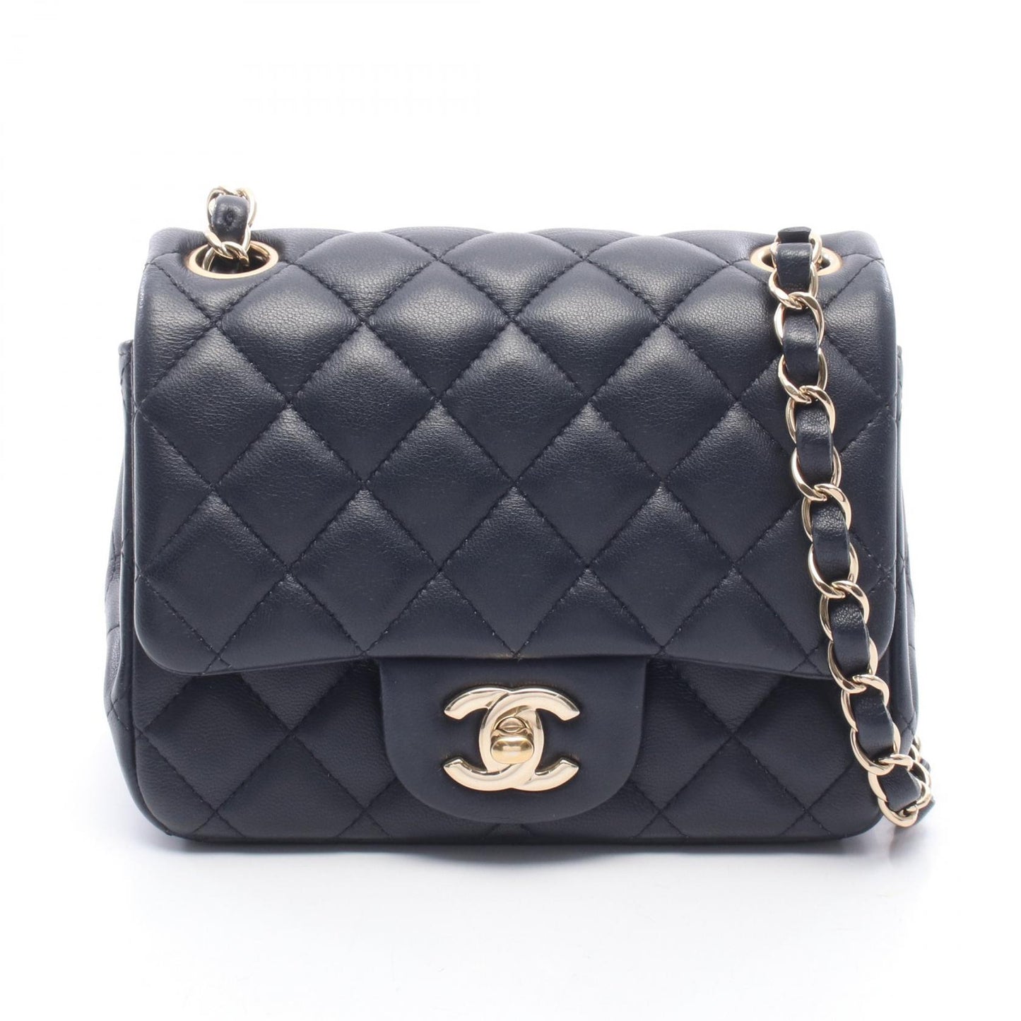 ミニマトラッセ チェーンショルダーバッグ ラムスキン ネイビー ゴールド金具 シャネル バッグ CHANEL
