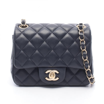 ミニマトラッセ チェーンショルダーバッグ ラムスキン ネイビー ゴールド金具 シャネル バッグ CHANEL