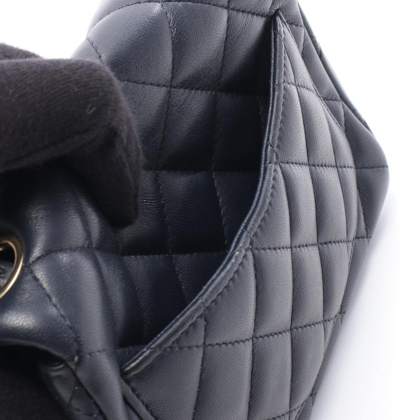 ミニマトラッセ チェーンショルダーバッグ ラムスキン ネイビー ゴールド金具 シャネル バッグ CHANEL