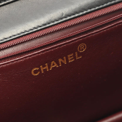 マトラッセ フルフラップ プッシュロック チェーンショルダーバッグ ラムスキン ブラック ゴールド金具 シャネル バッグ CHANEL