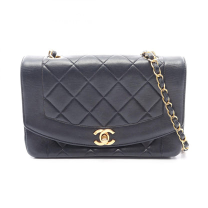 マトラッセ ダイアナフラップ チェーンショルダーバッグ ラムスキン ネイビー ゴールド金具 シャネル バッグ CHANEL