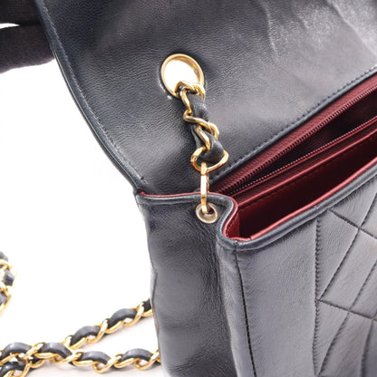 マトラッセ ダイアナフラップ チェーンショルダーバッグ ラムスキン ネイビー ゴールド金具 シャネル バッグ CHANEL