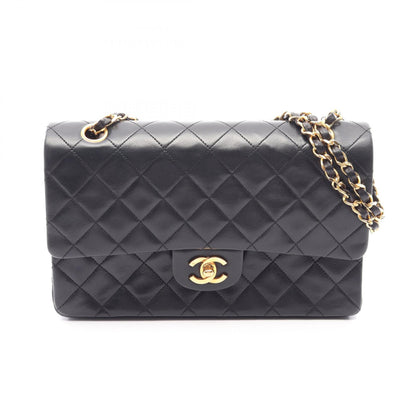 マトラッセ Wフラップ Wチェーンショルダーバッグ ラムスキン ブラック ゴールド金具 シャネル バッグ CHANEL