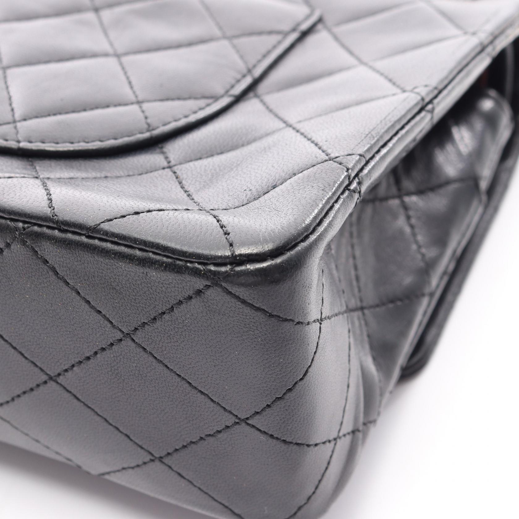 マトラッセ Wフラップ Wチェーンショルダーバッグ ラムスキン ブラック ゴールド金具 シャネル バッグ CHANEL