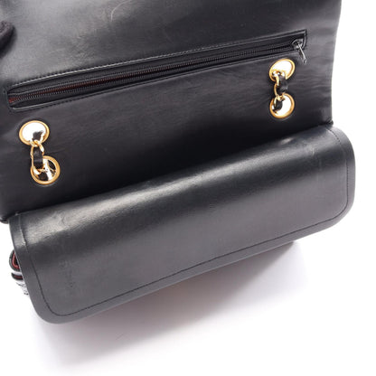 マトラッセ Wフラップ Wチェーンショルダーバッグ ラムスキン ブラック ゴールド金具 シャネル バッグ CHANEL