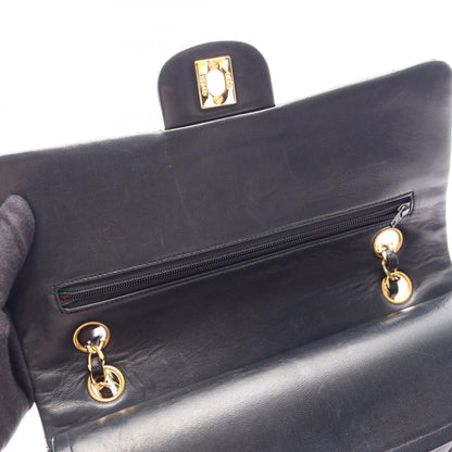 マトラッセ Wフラップ Wチェーンショルダーバッグ ラムスキン ブラック ゴールド金具 シャネル バッグ CHANEL