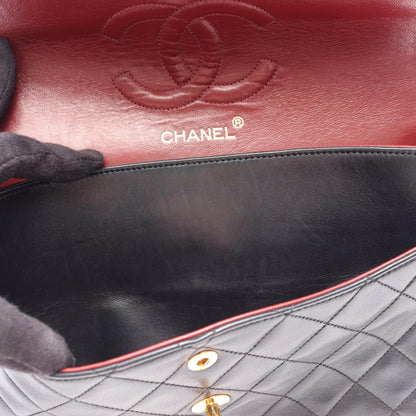 マトラッセ Wフラップ Wチェーンショルダーバッグ ラムスキン ブラック ゴールド金具 シャネル バッグ CHANEL