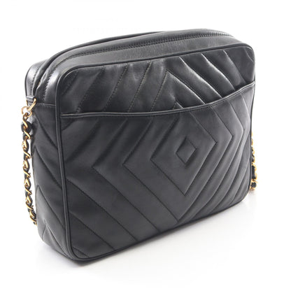 ココマーク ダイヤステッチ タッセル チェーンショルダーバッグ ラムスキン ブラック ゴールド金具 シャネル バッグ CHANEL